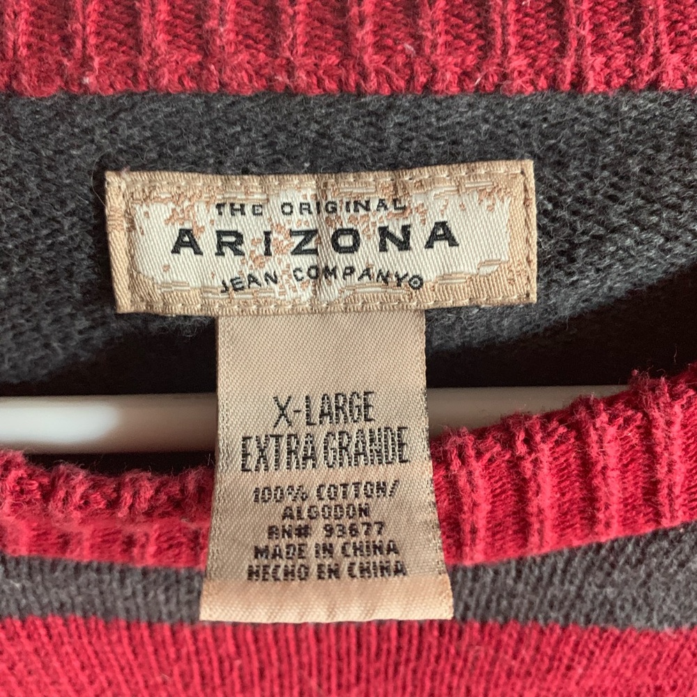 Red and grey sweater